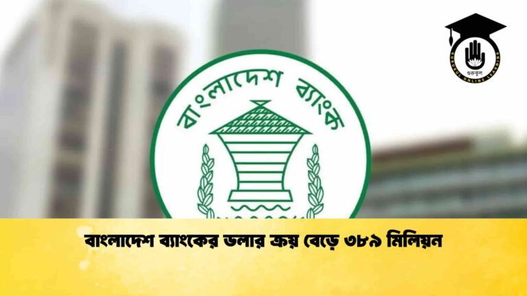 বাংলাদেশ ব্যাংকের ডলার ক্রয় বেড়ে ৩৮৯ মিলিয়ন